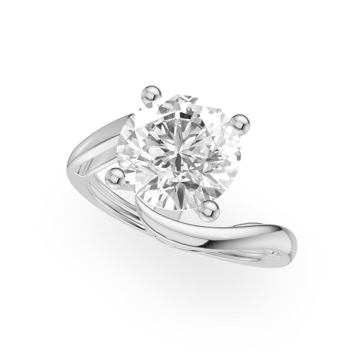 Azra Twisted Solitaire Engagement Ring in Round White Gold