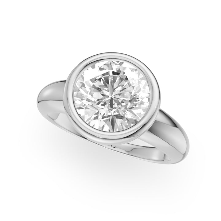 Full-Bezel Solitaire Engagement Ring in Round White Gold