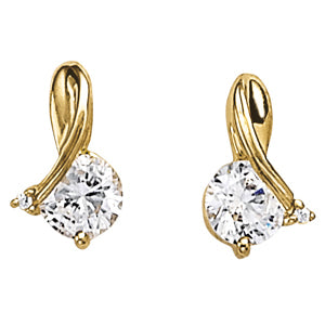 NY Solitaire Drop Earrings in Round Rose Gold