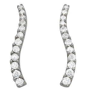 Arial Bezel Climber Earrings in Platinum