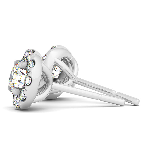 Trency Halo Stud Earrings in Round Rose Gold