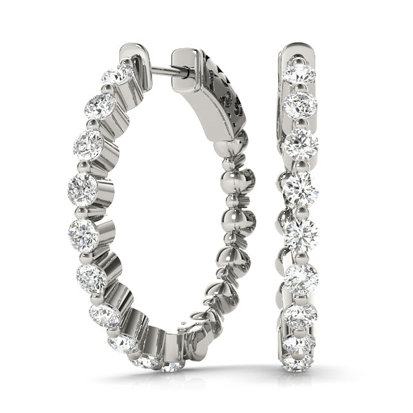 Faith Round Bezel Hoop Earrings in Platinum