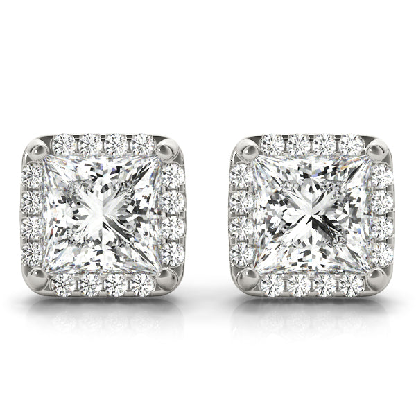 Madrid Princess Halo Studs Earrings in Platinum