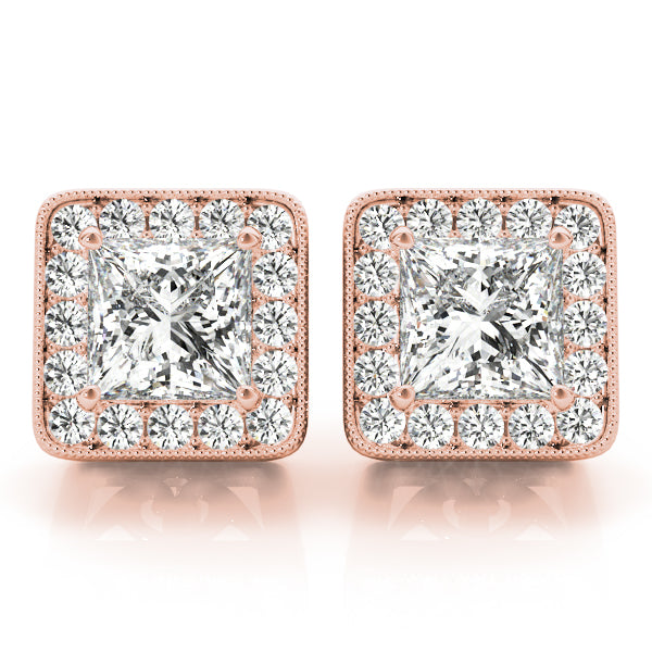 Tia Halo Stud Earrings in 10K Rose Gold