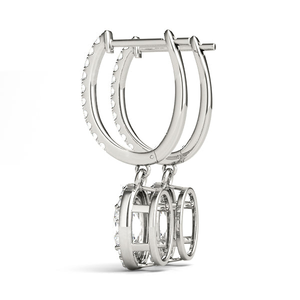 Neyda Hoop With Oval Halo Drop Earrings in Platinum