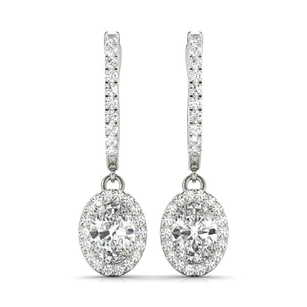 Neyda Hoop With Oval Halo Drop Earrings