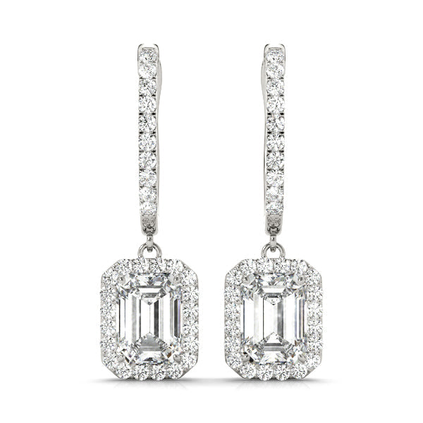 Eden Hoop With Emerald Halo Drop Earrings