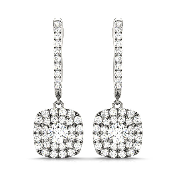 May Hoop With Halo Drop Earrings in Platinum
