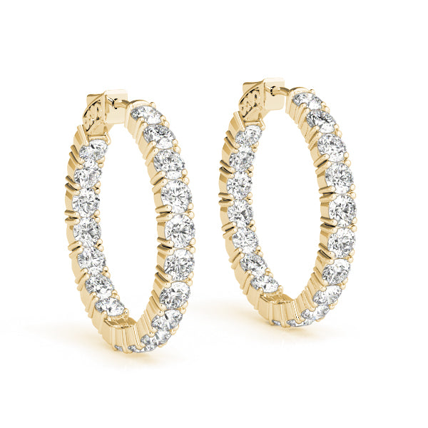 Harper Bezel Round Hoop Earrings in 10K Yellow Gold