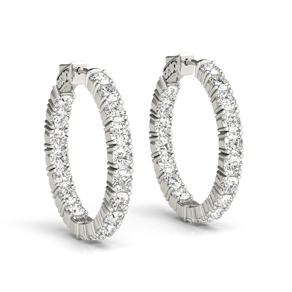 Harper Bezel Round Hoop Earrings in Platinum