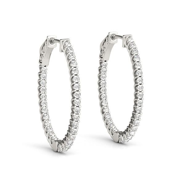 Elsa Round Hoop Earrings in Platinum