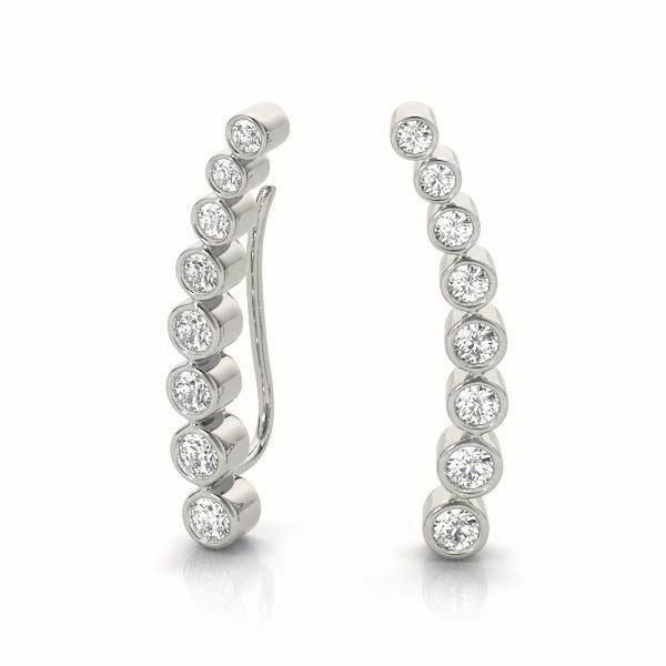 Purple Bezel Climber Earrings in Platinum