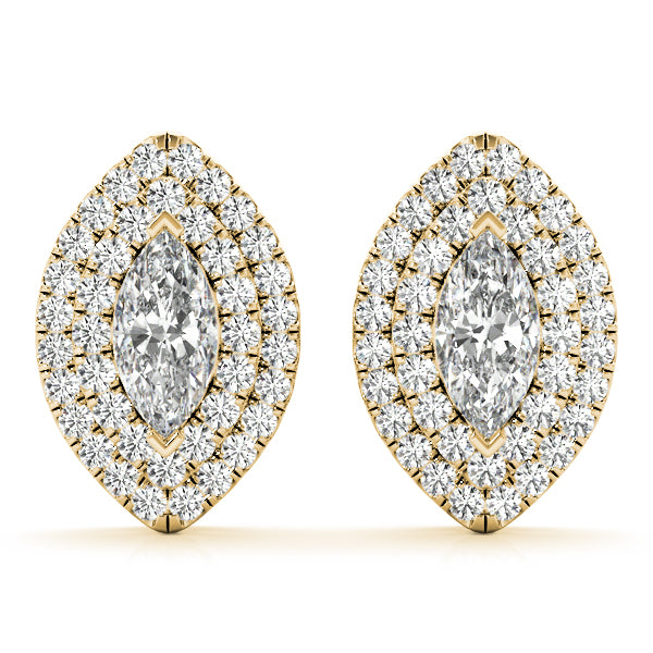Rach Marquise Double Halo Studs Earrings in 10K Yellow Gold