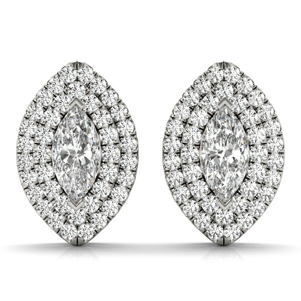 Rach Marquise Double Halo Studs Earrings in Platinum