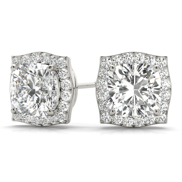 Rare Round Halo Studs Earrings in Platinum