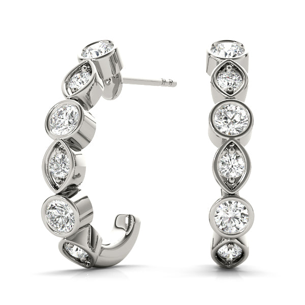 Peter Multishape Bezel Hoop Earrings in Platinum
