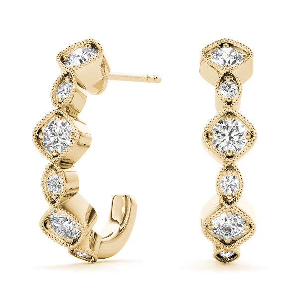Nick Multishape Bezel Hoop Earrings in 10K Yellow Gold