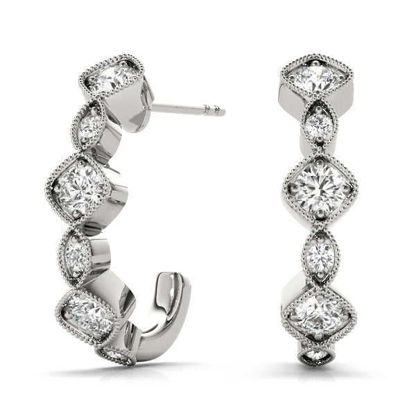 Nick Multishape Bezel Hoop Earrings in Platinum