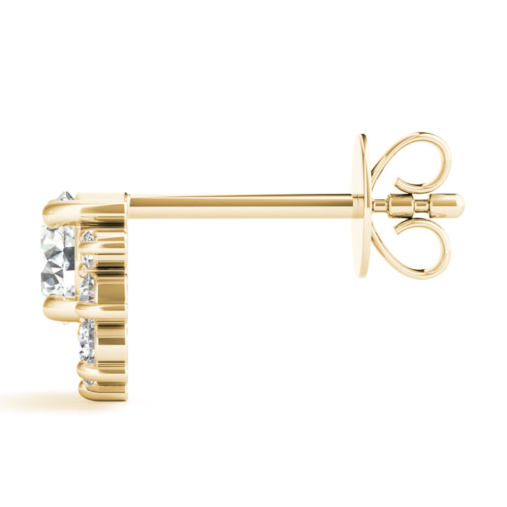 Blossam Round Half-flower Studs Earrings in 10K Yellow Gold