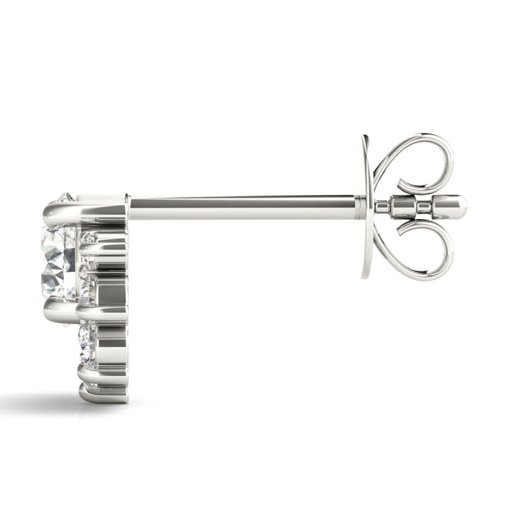 Blossam Round Half-flower Studs Earrings in Platinum