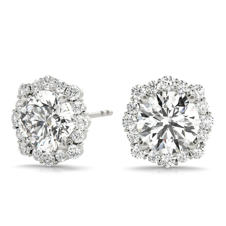 Knight Round Halo Stud Earrings in Platinum
