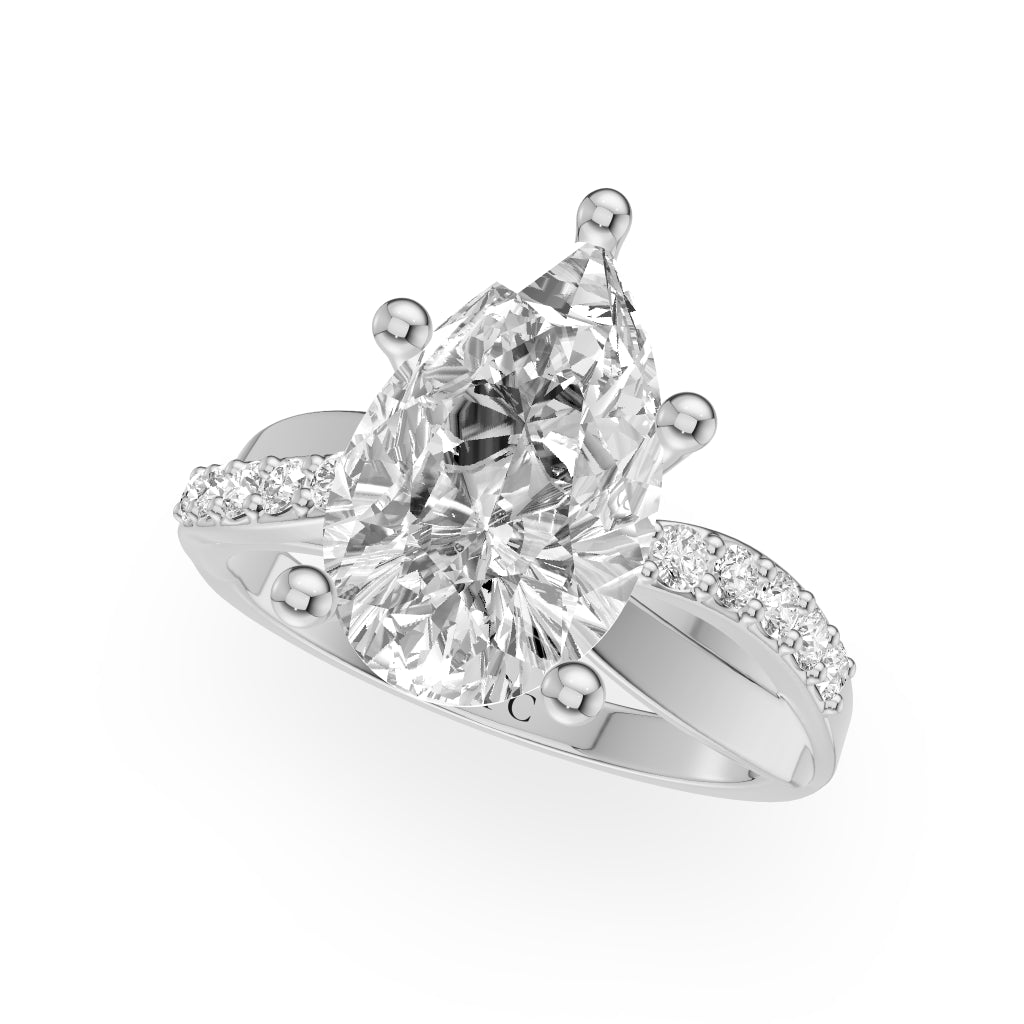 Celeste Vintage Engagement Rings in Pear White Gold