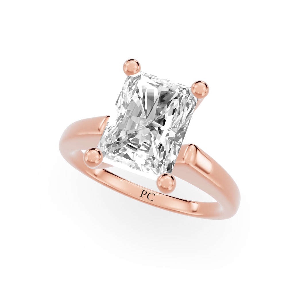 Grandeur Solitaire Engagement Rings in Radiant Rose Gold