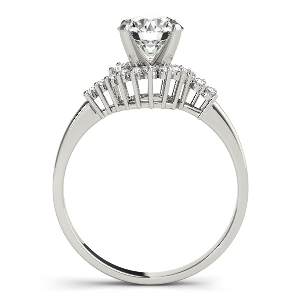 Eupia Twisted Halo Engagement Ring in Round White Gold