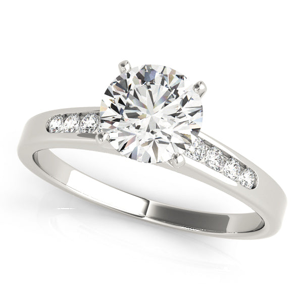 Tara Bezel Pave Tapered Shank Engagement Ring