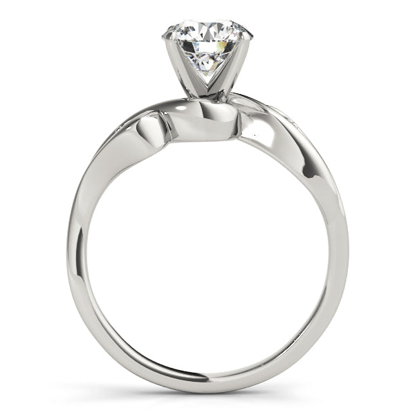 Finley Side Stone With Twisted Shank Engagement Ring in Round White Gold