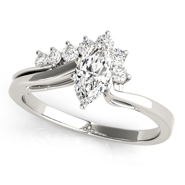Madlyn Nature Inspired Bypass Engagement Ring in Round White Gold