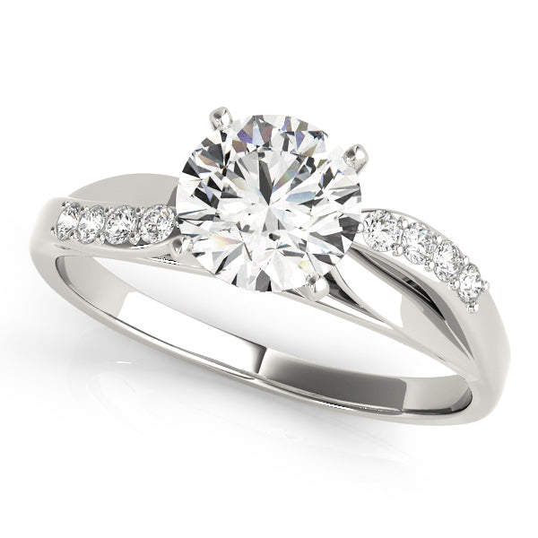 Whitley Twisted Pave Engagement Ring in Round White Gold