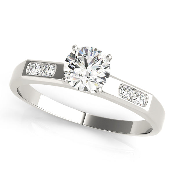 Maize Side Stone Engagement Ring in Round White Gold