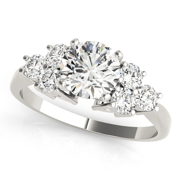Glora Three Stone Engagement Ring in Round White Gold