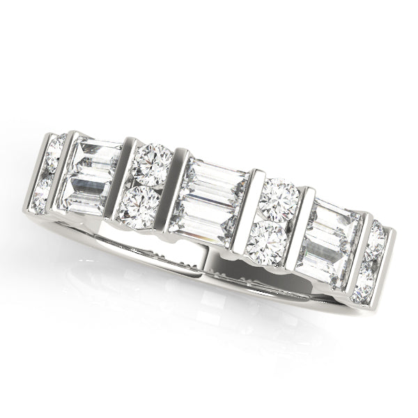 Cluster Wedding Band Fancy Shape Baguette in Platinum