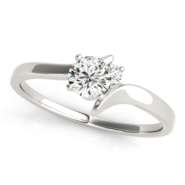 Crystal Delicate Side Stone Engagement Ring in Round White Gold