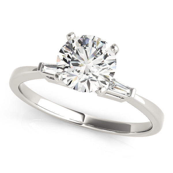 Dominic Three Stone Engagement Ring in Round White Gold