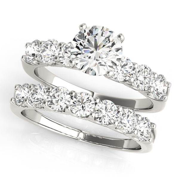 Kabi Side Diamond Engagement Ring in Round White Gold