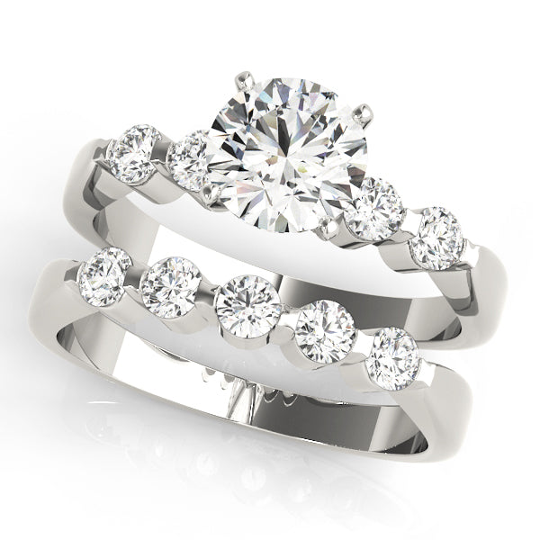 Remi Side Diamond Engagement Ring in Round White Gold