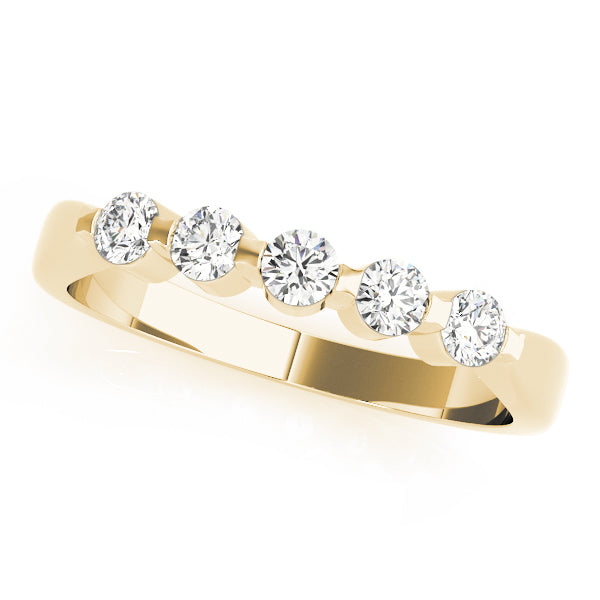 Green Wedding Band Bar Set in Yellow Gold