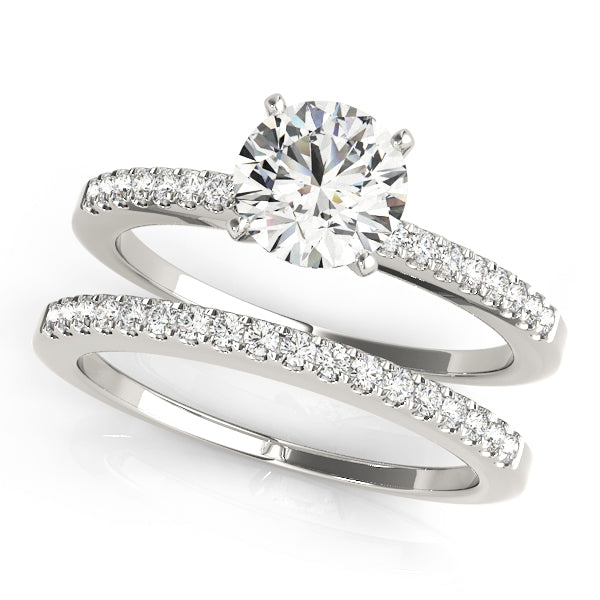 Expresso 1/2 Pave Engagement Ring in Round White Gold