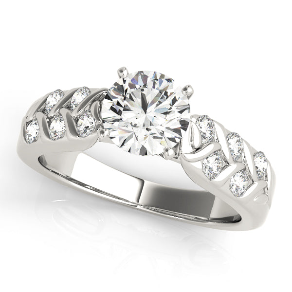 Effy Side Stone Vintage Engagement Ring in Round White Gold