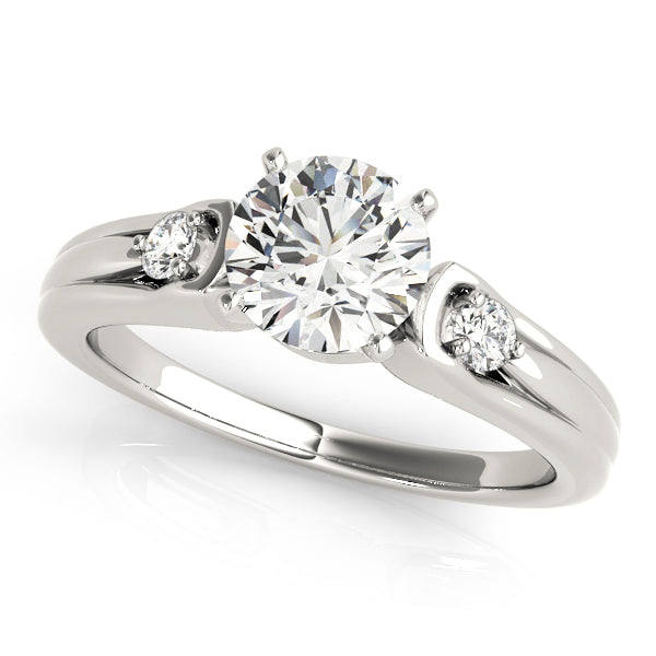 Way Three Stone Bezel Engagement Ring in Round White Gold