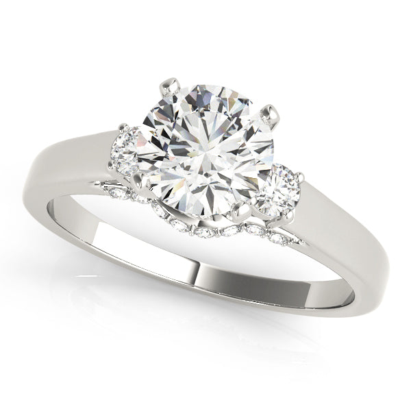 Straw Three Stone With Hidden Haloengagement Ring
