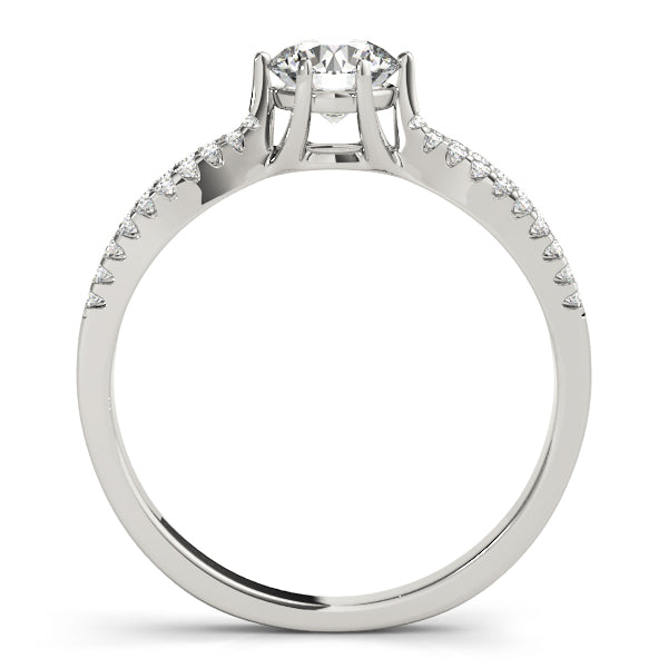 Kria Cross Pave Engagement Ring in Round White Gold