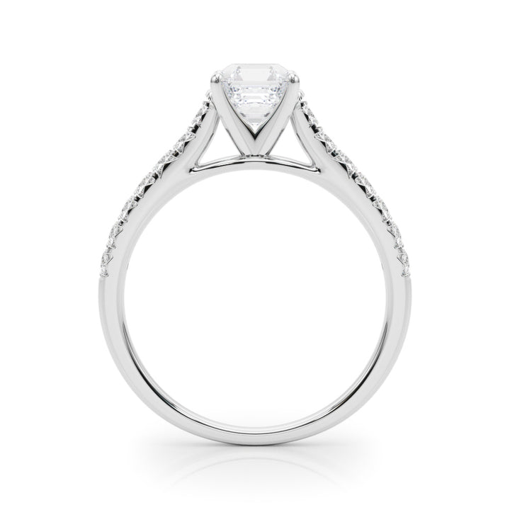 Burry Pave Engagement Ring in Round White Gold