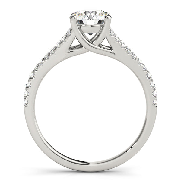 Uray Multirow Pave Engagement Ring in Round White Gold