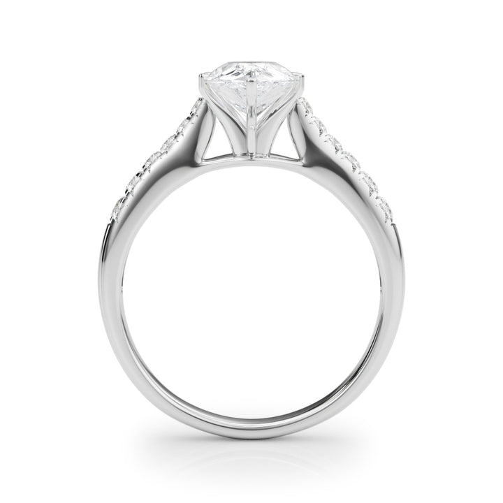 Arial Side Stone Engagement Ring in Round White Gold