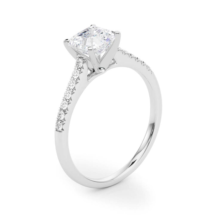 Blake Tapered Pave Engagement Ring in Round White Gold