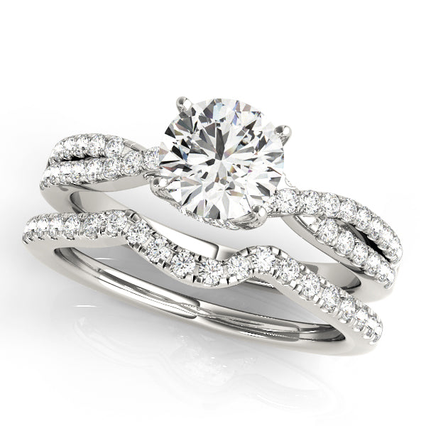 Have Twisted Pave Engagement Ring in Round White Gold